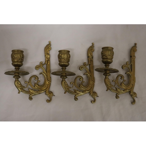 150 - THREE SINGLE ARM WALL CANDLE SCONCES