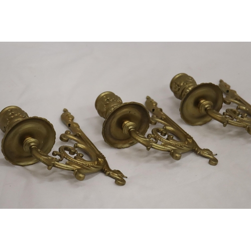 150 - THREE SINGLE ARM WALL CANDLE SCONCES