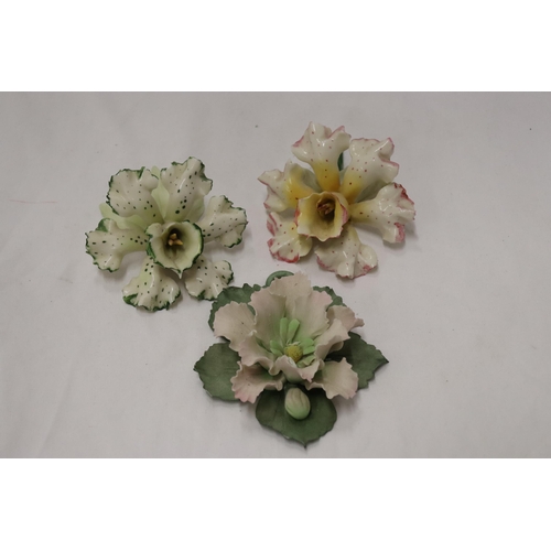 169 - THREE VINTAGE CERAMIC TIGER LILY FLOWERS