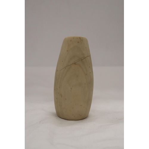 203 - A SMALL STONE CARVED RUSSIAN ARTEFACT, HEIGHT 12CM