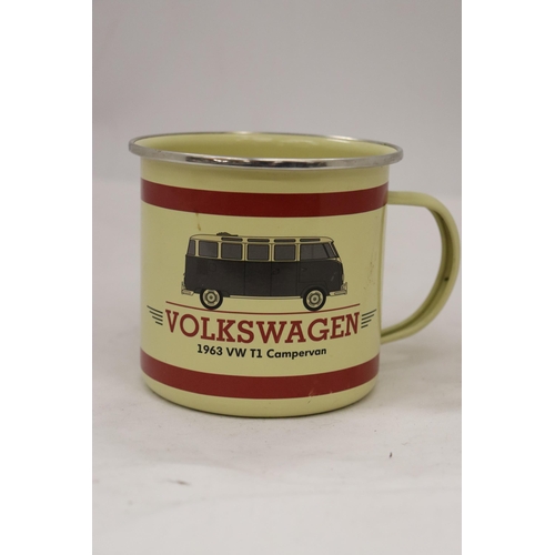 211 - A 1963 VOLKSWAGEN ENAMEL METAL MUG