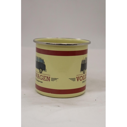 211 - A 1963 VOLKSWAGEN ENAMEL METAL MUG