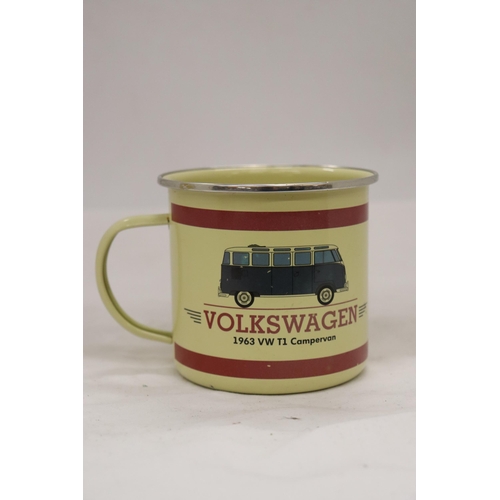 211 - A 1963 VOLKSWAGEN ENAMEL METAL MUG