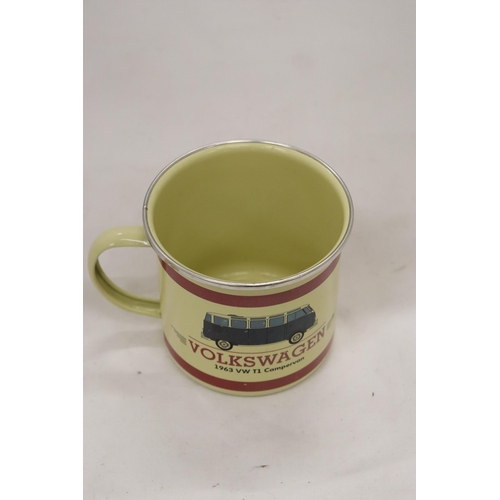 211 - A 1963 VOLKSWAGEN ENAMEL METAL MUG