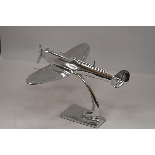 221 - A LARGE CHROME SPITFIRE ON A STAND