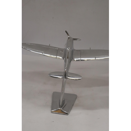 221 - A LARGE CHROME SPITFIRE ON A STAND