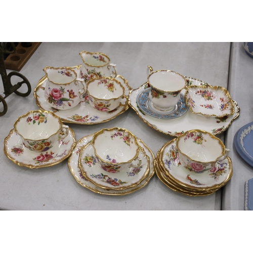 223 - A 15 PIECE PART TEASET HAMMERSLEY AND CO TOGETHER WITH AN OLD ROYAL ALBERT COUNTRY ROSES CAKE PLATES... 