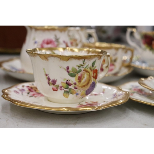 223 - A 15 PIECE PART TEASET HAMMERSLEY AND CO TOGETHER WITH AN OLD ROYAL ALBERT COUNTRY ROSES CAKE PLATES... 