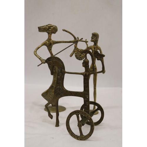 226 - THREE GREEK BRASS FIGURES