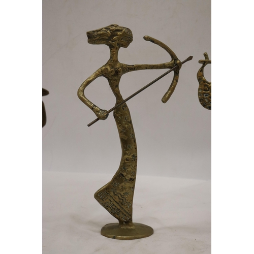 226 - THREE GREEK BRASS FIGURES