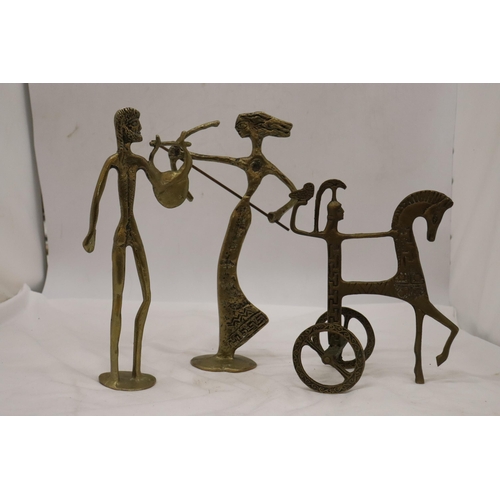 226 - THREE GREEK BRASS FIGURES