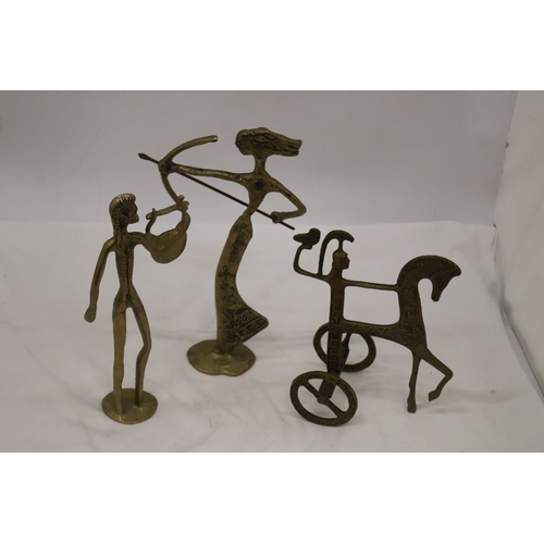 226 - THREE GREEK BRASS FIGURES