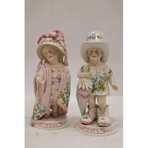 234 - A PAIR OF ANTIQUE ORIGINAL GERMAN CONTA AND BOHME PORCELAIN FIGURES, 'MAMA' AND 'PAPA', GOOD COLOURS... 