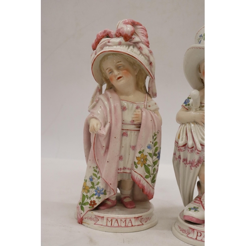 234 - A PAIR OF ANTIQUE ORIGINAL GERMAN CONTA AND BOHME PORCELAIN FIGURES, 'MAMA' AND 'PAPA', GOOD COLOURS... 