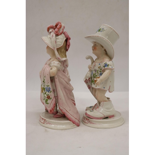 234 - A PAIR OF ANTIQUE ORIGINAL GERMAN CONTA AND BOHME PORCELAIN FIGURES, 'MAMA' AND 'PAPA', GOOD COLOURS... 