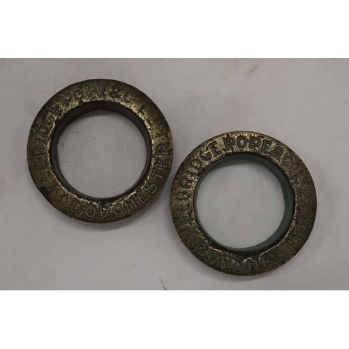 277 - A PAIR OF 1930'S ELDRIDGE POPE OF DORCHESTER BRASS BARREL TOPS