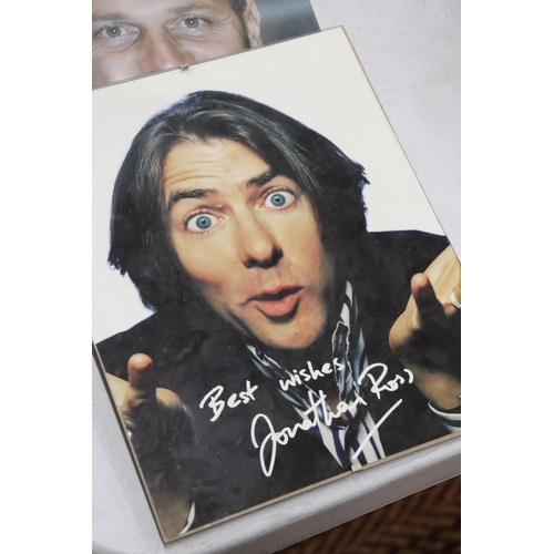 292 - FIVE SIGNED PHOTOGRAPHS IN FRAMES TO INCLUDE JONATHAN ROSS, STEVE REDGRAVE, GARY LINEKAR, ETC., (NO ... 