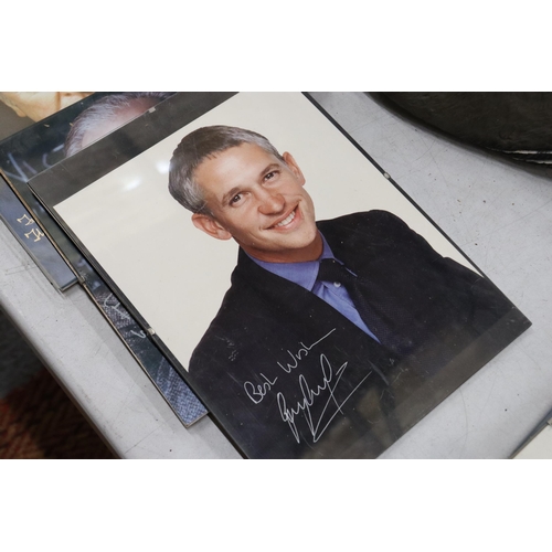 292 - FIVE SIGNED PHOTOGRAPHS IN FRAMES TO INCLUDE JONATHAN ROSS, STEVE REDGRAVE, GARY LINEKAR, ETC., (NO ... 