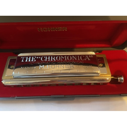 79 - A HOHNER CHROMONICA 260 HARMONICA WITH ORIGINAL CASE