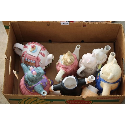 1770 - AN ASSORTMENT OF CERAMIC NOVELTY TEAPOTS