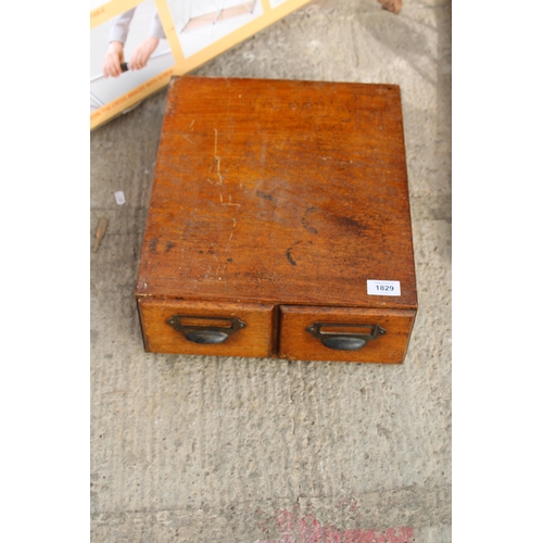 1829 - A TWO DRAWER VINTAGE OAK INDEX CABINET