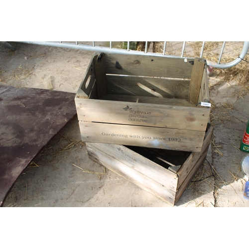 1861 - TWO VINTAGE MONOGRAMED WOODEN CRATES