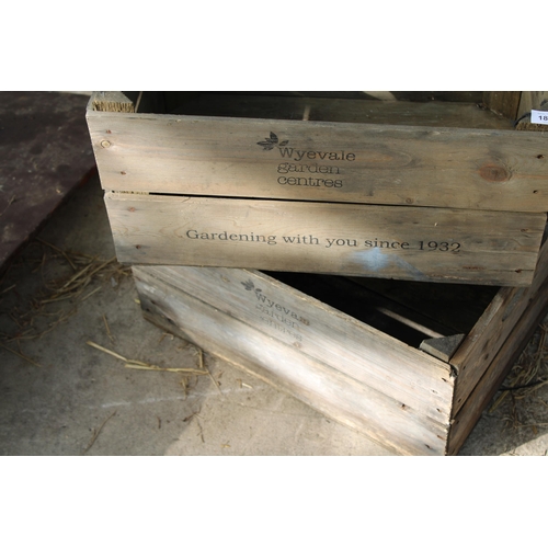 1861 - TWO VINTAGE MONOGRAMED WOODEN CRATES