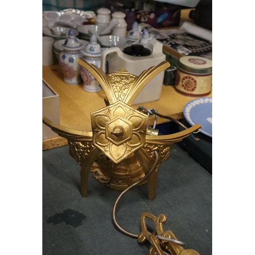 1002 - A METAL GILT VINTAGE CEILING LIGHT