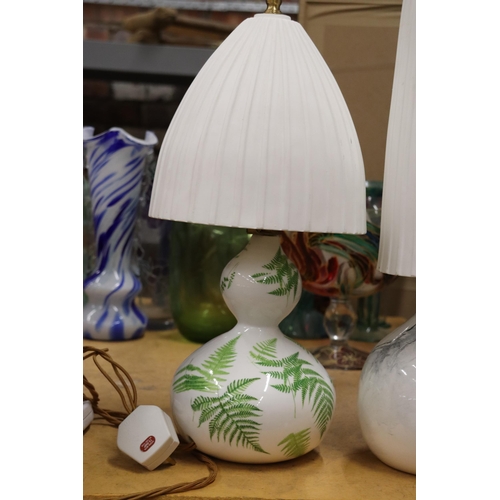 906 - TWO CERAMIC TABLE LAMPS WITH CERAMIC SHADES