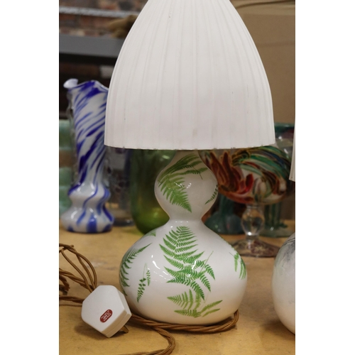 906 - TWO CERAMIC TABLE LAMPS WITH CERAMIC SHADES