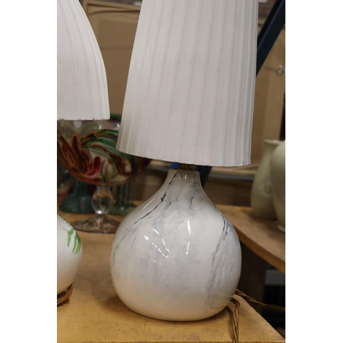 906 - TWO CERAMIC TABLE LAMPS WITH CERAMIC SHADES