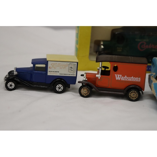 986 - FOUR DIE-CAST ADVERTISING VANS PLUS A WADDINGTON'S JACK STRAWS GAME