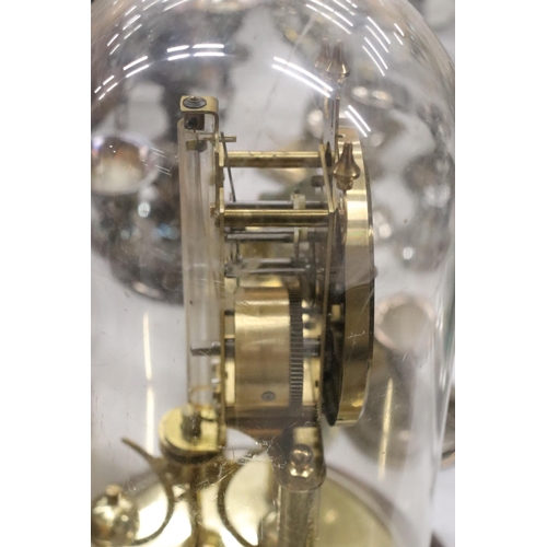 993 - TWO VINTAGE ANNIVERSARY CLOCKS IN DOMES PLUS A MANTLE CLOCK