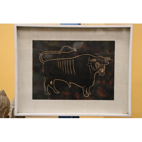 994 - TWO ABORIGINAL DESIGN PRINTS OF A BULL AND A DONKEY