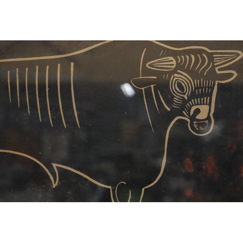 994 - TWO ABORIGINAL DESIGN PRINTS OF A BULL AND A DONKEY