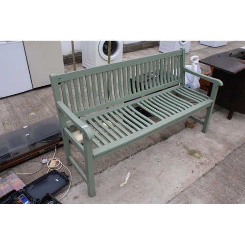 2212 - A WOODEN SLATTED GARDEN BENCH