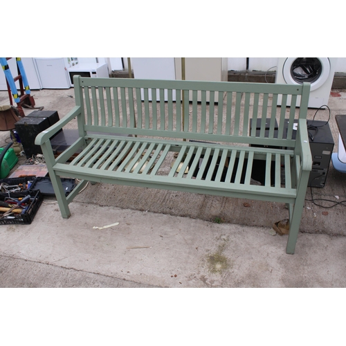 2212 - A WOODEN SLATTED GARDEN BENCH