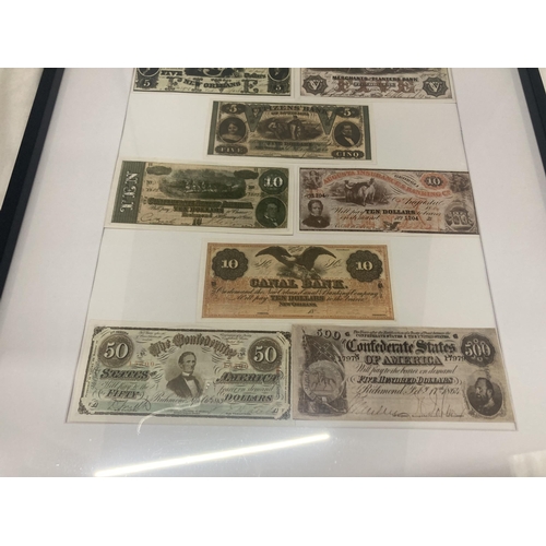 270A - NINE COPIES OF AMERICAN BANK NOTES, FRAMED