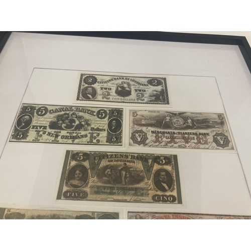 270A - NINE COPIES OF AMERICAN BANK NOTES, FRAMED