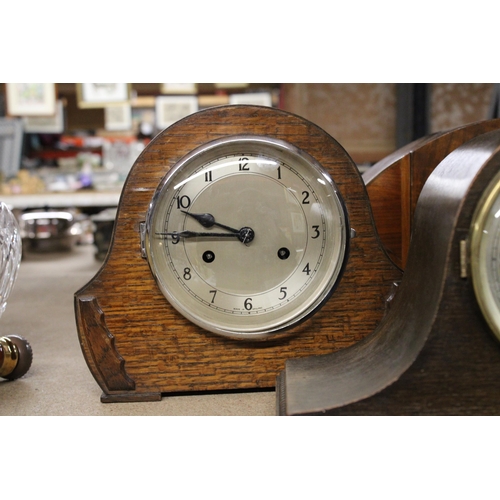 1191 - FOUR VINTAGE MANTEL CLOCKS IN WOODEN CASES