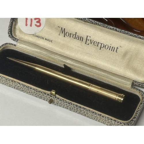 88 - A 9 CARAT GOLD MORDAN EVERPOINT PROPELLING PENCIL IN ORIGINAL PRESENTATION BOX GROSS WEIGHT 13.33 GR... 