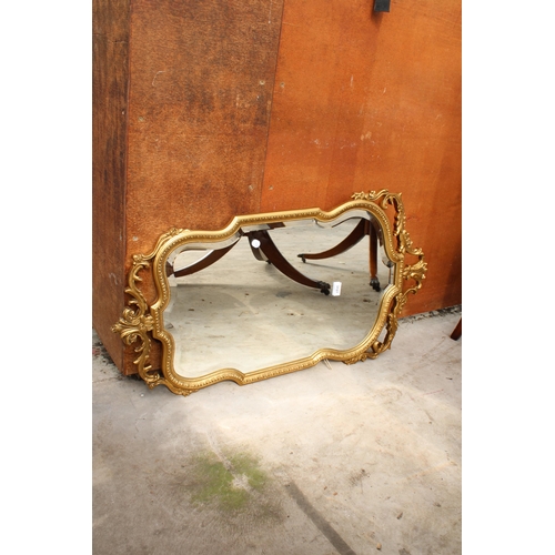 3127 - A 19TH CENTURY GILT EFFECT BEVEL EDGE WALL MIRROR, 37