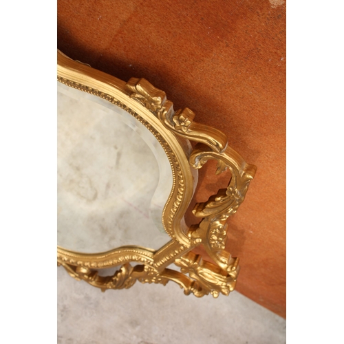 3127 - A 19TH CENTURY GILT EFFECT BEVEL EDGE WALL MIRROR, 37