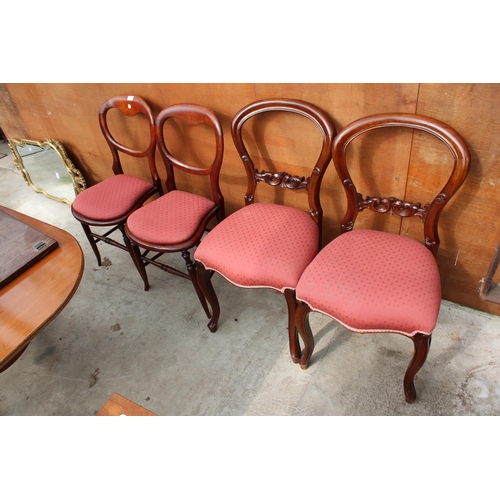 3128 - A PAIR OF VICTORIAN STYLE DINING CHAIRS AND A PAIR OF BEDROOM CHAIRS