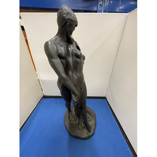 71 - A BRONZED FIGURE OF MALE AND FEMALE NUDES SIGNED