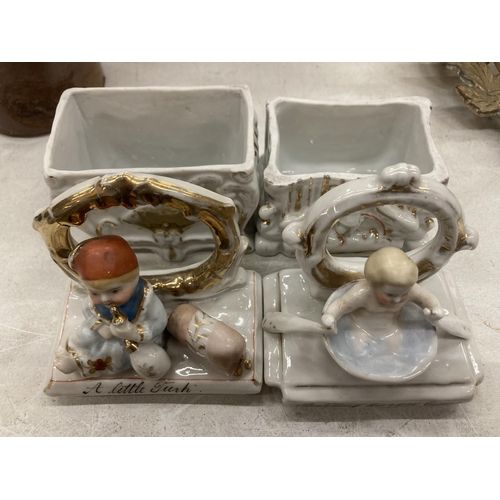 133 - TWO VINTAGE GERMAN CONTA AND BOHME FAIRINGS TRINKET BOXES, TO INCLUDE 'A LITTLE TURK' - RESTORED AND... 