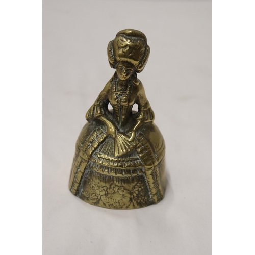 179 - A VINTAGE BRASS BELL MODELLED AS A VICTORIAN WOMAN