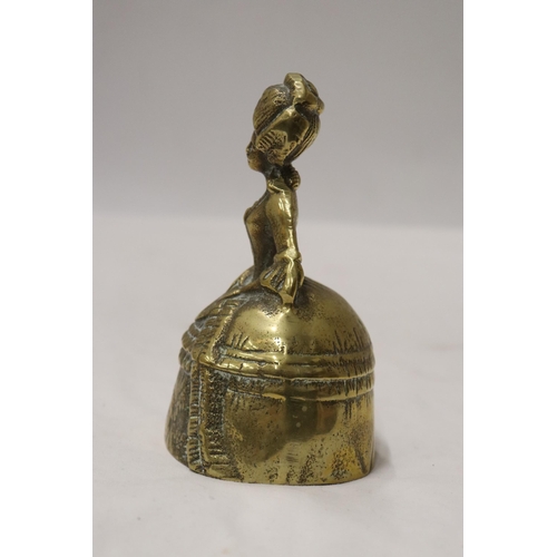 179 - A VINTAGE BRASS BELL MODELLED AS A VICTORIAN WOMAN