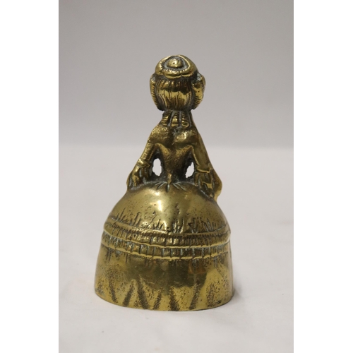 179 - A VINTAGE BRASS BELL MODELLED AS A VICTORIAN WOMAN