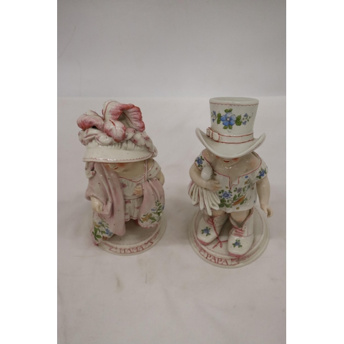 234 - A PAIR OF ANTIQUE ORIGINAL GERMAN CONTA AND BOHME PORCELAIN FIGURES, 'MAMA' AND 'PAPA', GOOD COLOURS... 